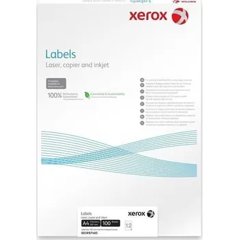 Papír pro tiskárny Xerox Papír - Bílé samolepicí štítky pro černobílý tisk - ostré rohy (Labels 4UP 105x148.5, 100 listů, A4)