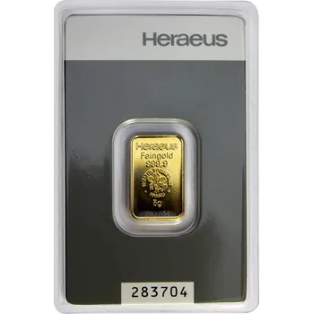 Heraeus Německo Investiční zlatý slitek 5 g