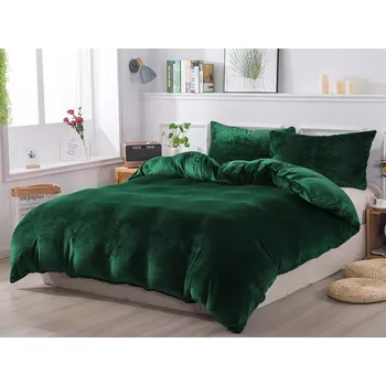 Povlečení XPOSE® Prodloužené mikroplyšové povlečení JORGA Exclusive - tmavě zelené 140x220 cm, 70x90 cm, Mikroplyš + Prodloužená možnost vrácení zboží do 50 dnů