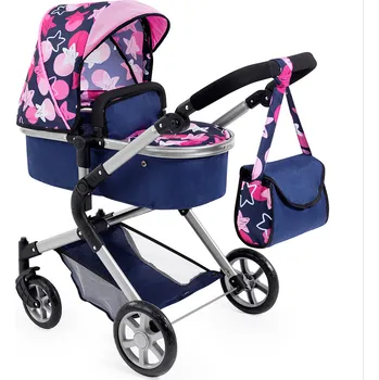 Kočárek pro panenku Bayer Design City Neo Star růžovo/modrý