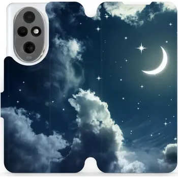 Pouzdro na mobilní telefon Flipové pouzdro Mobiwear - Honor 200 - V145P Noční obloha s měsícem (Knížkové flip pouzdro, obal, kryt na mobil Honor 200 - V145P Noční obloha s měsícem, materiál Umělá kůže + TPU - ochrana 360°, stojánek, silikonová vanička, magnetické zavírání)