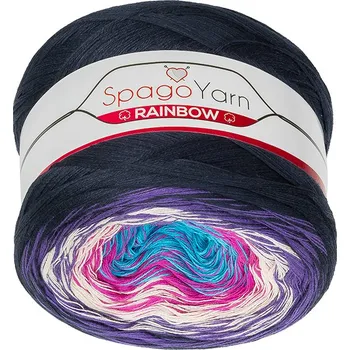 Galanterie Bellatex Příze SpagoYarn Rainbow Fialová,Růžová,Tyrkysová