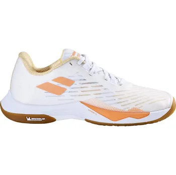 Dámská sálová obuv Dámská sálová obuv Babolat Shadow Tour 5 Women White/Yellow EUR 40