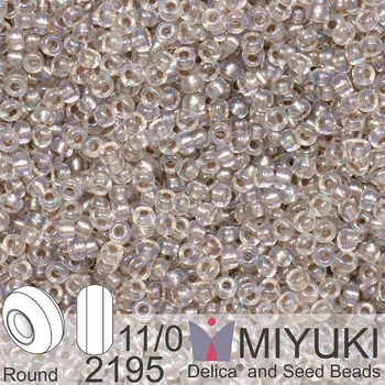 Korálek Korálky Miyuki Round 11/0. Barva 2195 Taupe Lined Crystal AB. Balení 5g.