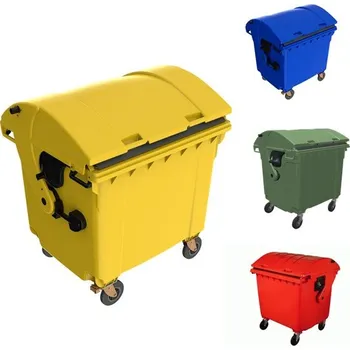 Popelnice Plastový kontejner 1100 l na tříděný sběr, různé barvy - hnědá,design C