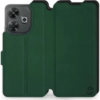 Pouzdro na mobilní telefon Flipové pouzdro Mobiwear Semiš - Xiaomi Redmi 13 - Zelené & Černé (Knížkové semišové flip pouzdro, obal, kryt na mobil Xiaomi Redmi 13 - Zelené & Černé, materiál semiš + TPU, ochrana 360°, stojánek, silikonová vanička, magnetické zavírání)