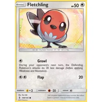 Volný čas Pokémon GRI 109/145 Fletchling - Guardians Rising Stav: Excellent, Verze: NORMAL