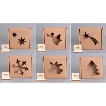 Dárková krabička Vánoční papírová dárková krabička ( S ) Typ výřezu: stromečky