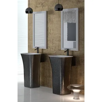 Umyvadlo Umyvadlo ASSOS GLAM volně stojící 50x40x85 cm se zadním odpadem grafitové KEASSVSGLAM03