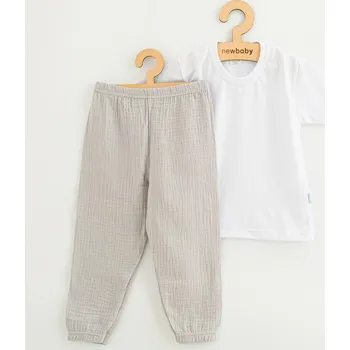 Dupačky Dětská bavlněná souprava tričko a mušelínové kalhoty New Baby Kindergarten světle šedá Šedá 110 (4-5r)