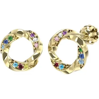 Náušnice Couple, Stylové peckové náušnice Garland, žluté zlato s&nbsp;barevnými zirkony, 585-66-3-0368.0Z00.0.00.301.05