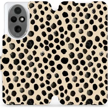 Pouzdro na mobilní telefon Flipové pouzdro Mobiwear - Honor 200 - VA50S Černé puntíky (Knížkové flip pouzdro, obal, kryt na mobil Honor 200 - VA50S Černé puntíky, materiál Umělá kůže + TPU - ochrana 360°, stojánek, silikonová vanička, magnetické zavírání)