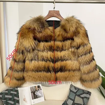 Dámská parka Dámský pravý kožich liška a mýval s prošíváním Velikost: M, Barva (Varianta): Natural Raccoon 5