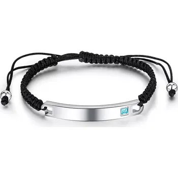 Náramek Pletený náramek - zahnutý pásek stříbrné barvy, světle modrý zirkon