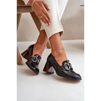 Dámské lodičky Kožené lodičky s ozdobou Laura Messi 2845 Barva: Černá, Velikost: 40