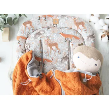 SET Podložka prodloužená (Wild Forest, šedý fleece) + copánková deka (conaq, šedý fleece)