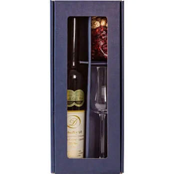 Dárková kazeta slámové víno, sklenička a sušené ovoce