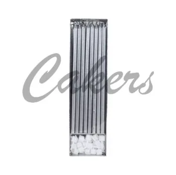 Dortová svíčka PME svíčky dlouhé stříbrné (16 ks)