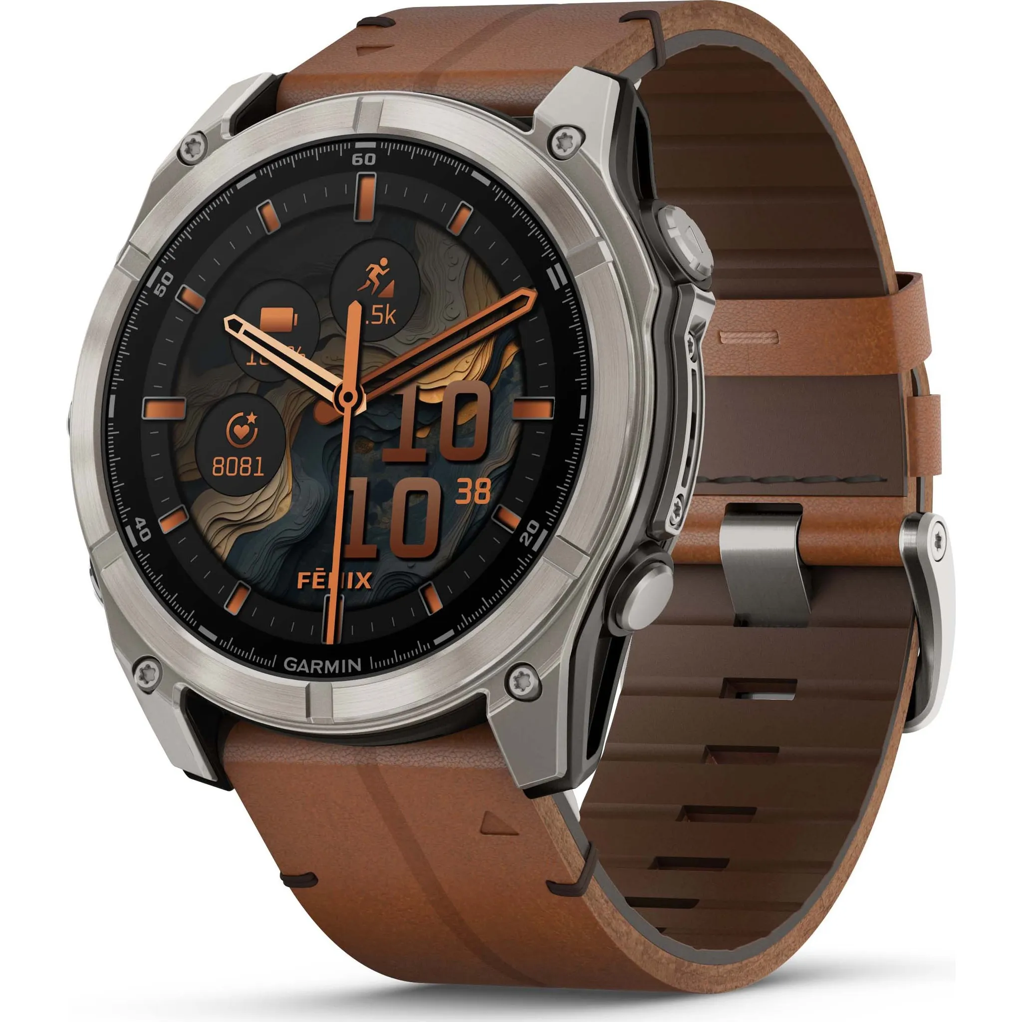 Fotografie 1 - Chytré hodinky Garmin fēnix 8 51 mm Sapphire Titanium/Brown Leather Band
