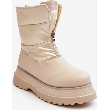 Dámská zimní obuv Dámské zimní boty s tlustou podrážkou a zipem GOE MM2N4078 Barva: Béžová, Velikost: 36