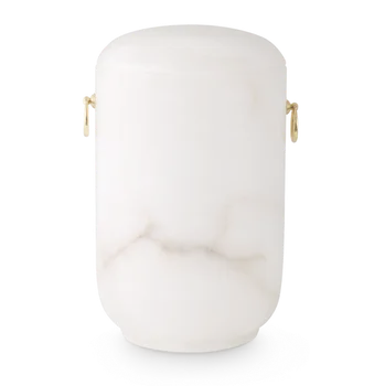 Smuteční dekorace Kamenná urna Alabastr - Bílá