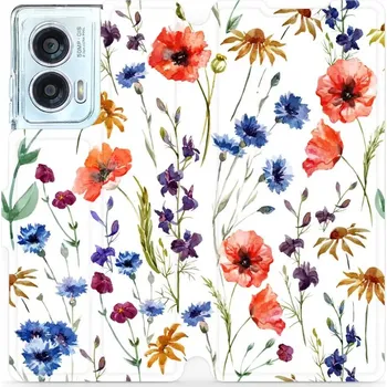 Pouzdro na mobilní telefon Flipové pouzdro Mobiwear - Motorola Edge 50 Fusion - MP04S Luční kvítí (Knížkové flip pouzdro, obal, kryt na mobil Motorola Edge 50 Fusion - MP04S Luční kvítí, materiál Umělá kůže + TPU - ochrana 360°, stojánek, silikonová vanička, magnetické zavírání)