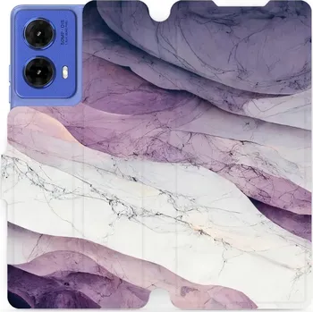 Pouzdro na mobilní telefon Flipové pouzdro Mobiwear - Motorola Moto G85 5G - VP31S Bílý a fialový mramor (Knížkové flip pouzdro, obal, kryt na mobil Motorola Moto G85 5G - VP31S Bílý a fialový mramor, materiál Umělá kůže + TPU - ochrana 360°, stojánek, silikonová vanička, magnetick