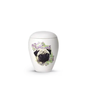 Smuteční dekorace Zvířecí urna Bianco - Mops 0,5l