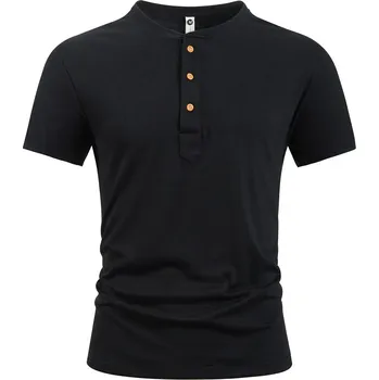 Pánské tričko Pánské slim fit tričko s knoflíky Barva: Černá, Velikost: L