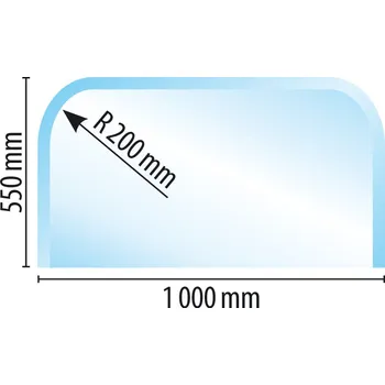 Sklo pod kamna typ M8, 1000 x 550 x 6 mm