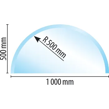 Krbová kamna Sklo pod kamna typ O1, 1000 x 500 x 6 mm