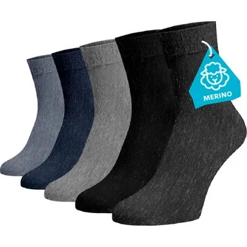 Dámské ponožky FINE MERINO zvýhodněný set 5 párů středních ponožek - mix barev Vlna (Merino) 39-41