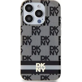 Pouzdro na mobilní telefon DKNY DKHMP14LHCPTSK iPhone 14 Pro 6.1 černo/černé pevné pouzdro IML kostkovaný mono vzor a tištěné pruhy MagSafe