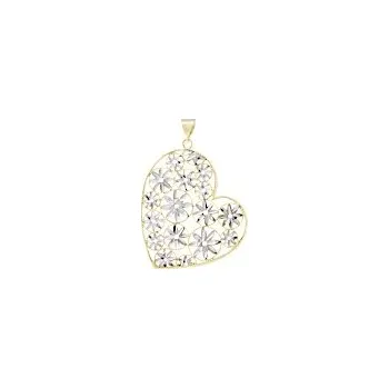 Přívěsek Přívěsek kombinované zlato Srdce filigrán s květinami