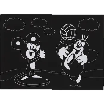 omalovánky Wiky Magický obrázek KRTEČEK FOTBALISTA A MYŠKA k vyškrabání