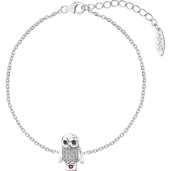 Náramek Stříbrný náramek se zirkony a smaltem - Harry Potter, sova Hedvika, Warner Bros. Discovery - WB537-7773