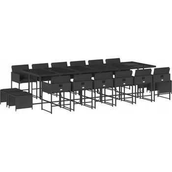 Zahradní sestava VidaXL 17dílná zahradní sedací souprava s polstry, černá, PE ratan