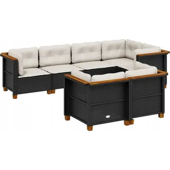 Zahradní nábytek ratanový set VidaXL černý 7 ks