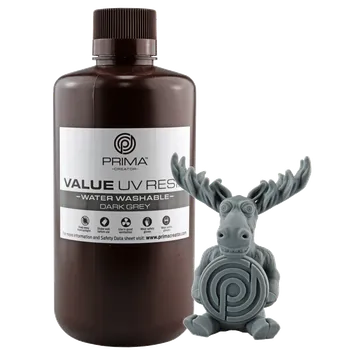 3D tisk PrimaCreator Value Water Washable UV Resin - 1000 ml - Dark Grey