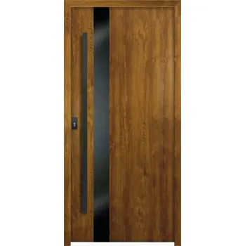 Vchodové dveře Kovové vchodové dveře S68 Clear 90P dub zlatý otevírání dovnitř