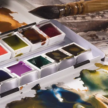 Speciální výtvarná barva Mistrovská akvarelová barva Rembrandt, půlpánvička, 535 - Cerulean Blue PH