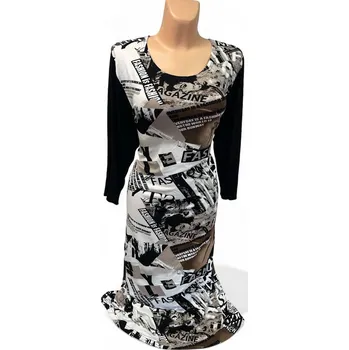 Dámské šaty Šaty s černým rukávem FARO, Barva S černým rukávem, Velikost XXXL 54, Materiál 96% Viskoza 4% Lycra