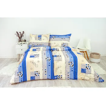 Povlečení Stanex Ložní povlečení bavlněné tetris modrý (LS63) rozměr: 140 x 200 + 90 x 70, Zapínání: Knoflíkové