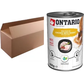 Krmivo pro kočku Konzerva ONTARIO kuřecí paté s králíkem bal. 6x400g