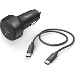 Adaptér do auta Hama 25 W, USB-C PD/QC + kabel USB C 1 m - černý