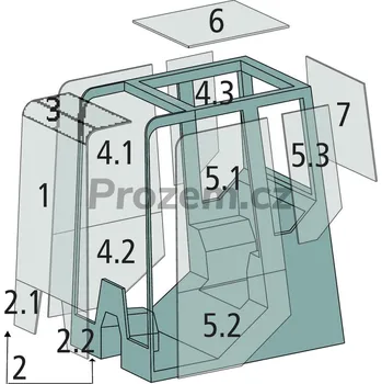 Okno Střešní okno zakřivené 835x295 mm, zelené pro Volvo, 15018099