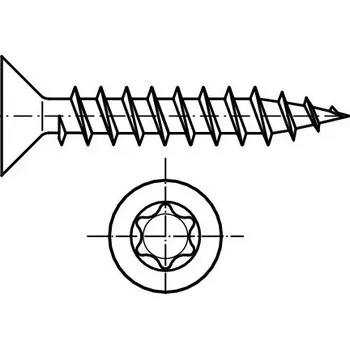 Vrut Vrut celý závit se zápustnou hlavou a torx drážkou čsn 1824 4x 60 zinek bílý
