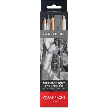 Kresba Grafitová skicovací sada CARAN D'ACHE Graphite Line, 8ks + 3ks příslušenství