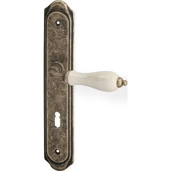 Dveřní kování ACT Antik dveřní štítové kování - patina bronz matný/porcelán 72 mm