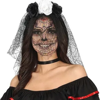 Karnevalový doplněk Čelenka se závojem - černá